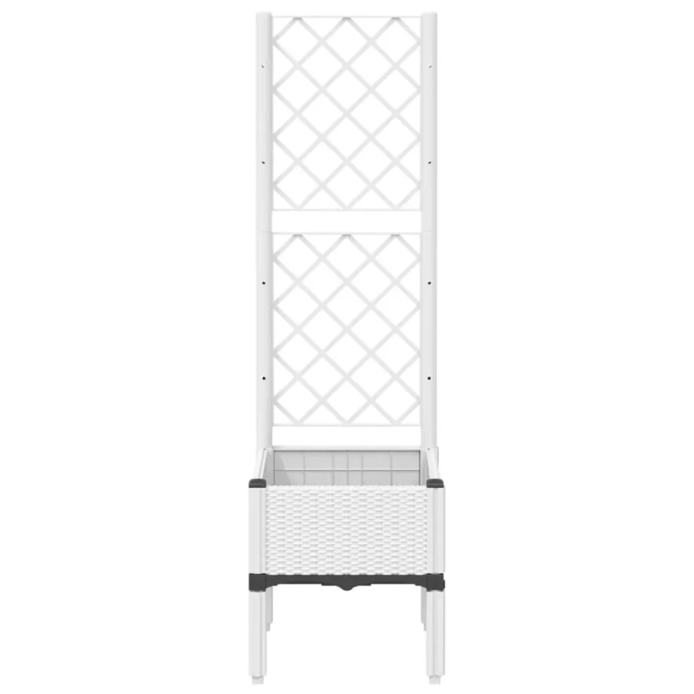 Vaso/floreira de jardim com treliç 40x40x142 cm PP branco | Garantia de 1 Ano