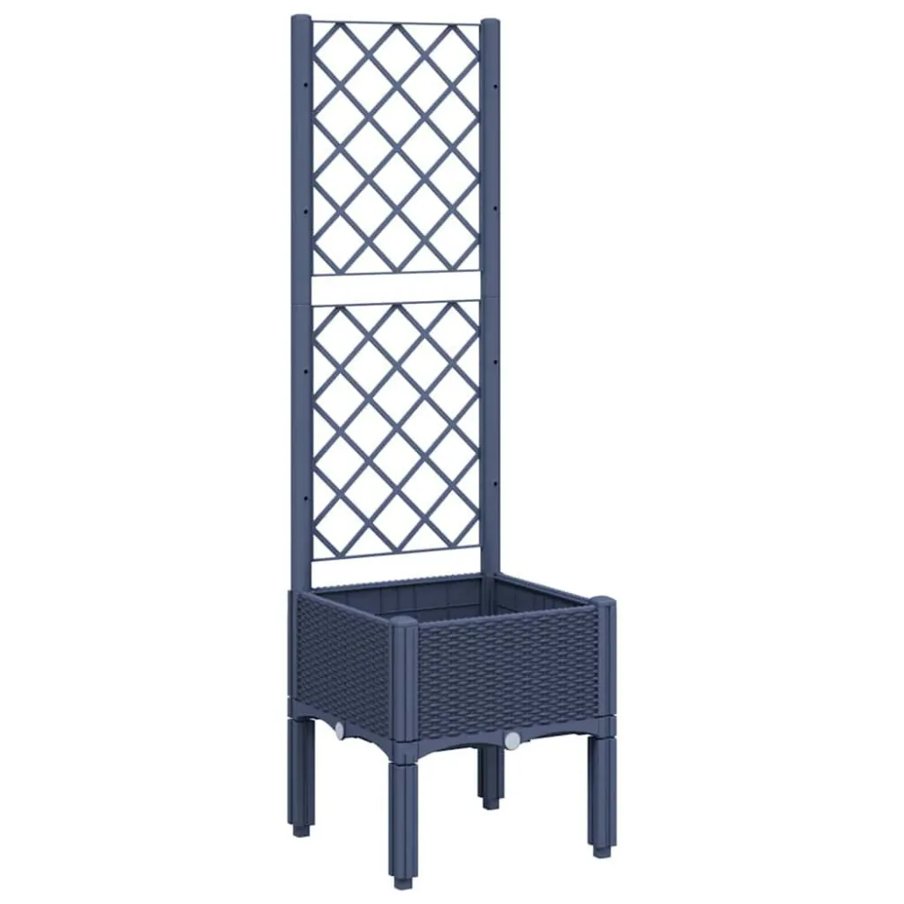 Vaso/floreira de jardim com treliç 40x40x142 cm PP cinzento com Cabo Antiderrapante