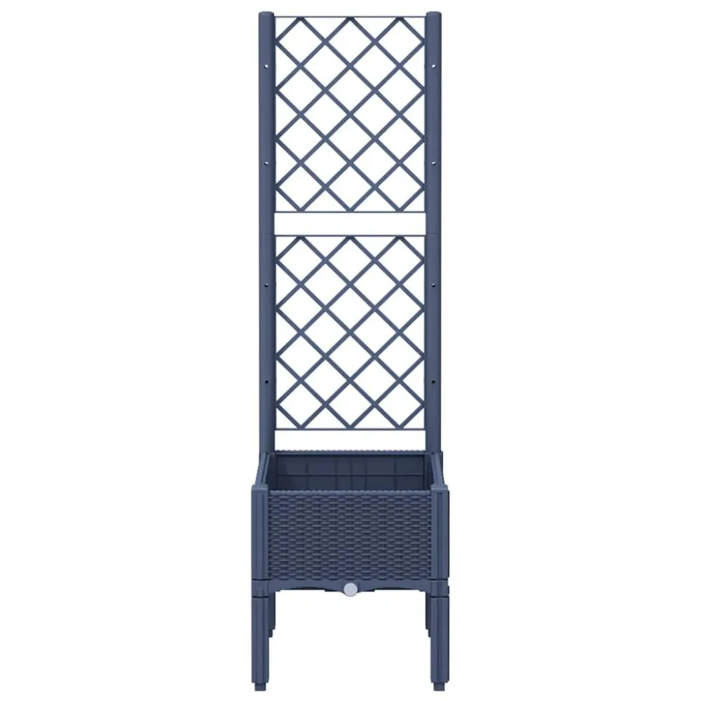 Vaso/floreira de jardim com treliç 40x40x142 cm PP cinzento com Cabo Antiderrapante