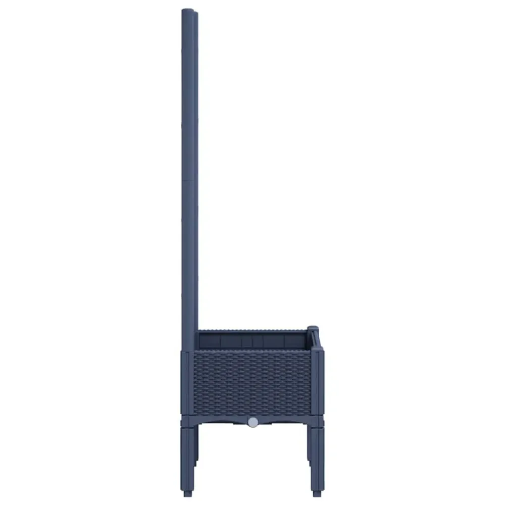 Vaso/floreira de jardim com treliç 40x40x142 cm PP cinzento com Cabo Antiderrapante