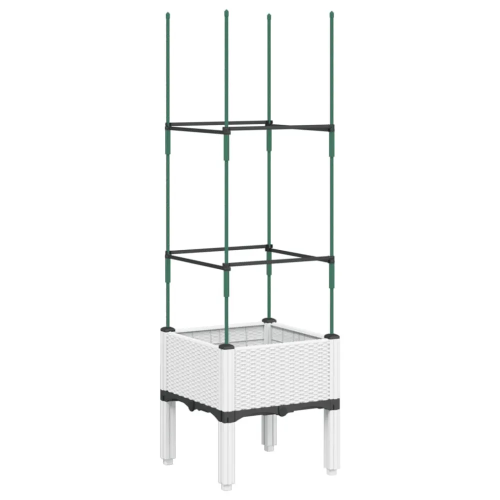 Vaso/floreira de jardim com treliç 40x40x142,5 cm PP branco (Com Gancho de Suspensão)