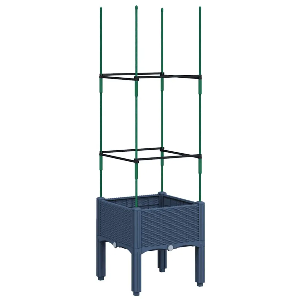 Vaso/floreira de jardim com treliç 40x40x142,5 cm PP cinzento com Cabo Anatômico