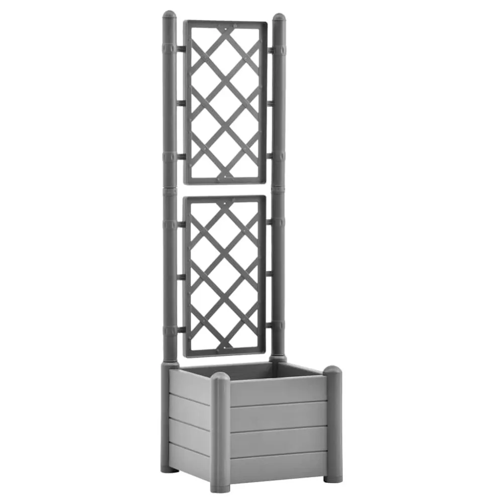 Vaso/floreira de jardim com treliç 43x43x142 cm PP cinza pedra para Solo Argiloso