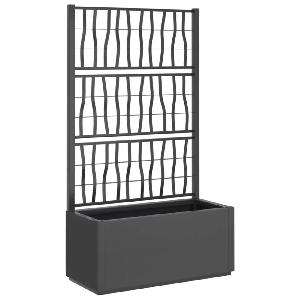 Vaso/floreira de jardim com treliç 80x36x140 cm PP cinza-escuro | Garantia de 1 Ano