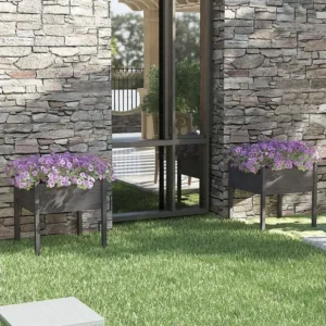 Vaso/floreira de jardim 2 peças 70x70x70 cm pinho maciço cinzento (Com Gancho de Suspensão)