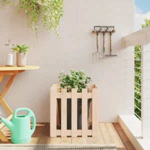Vaso de jardim com design de cerca 50x50x50 cm pinho maciço