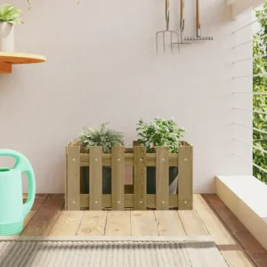 Vaso de jardim com design de cerca 60x30x30 cm pinho impregnado