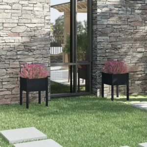 Vaso/floreira de jardim 2 peças 50x50x70 cm pinho maciço preto