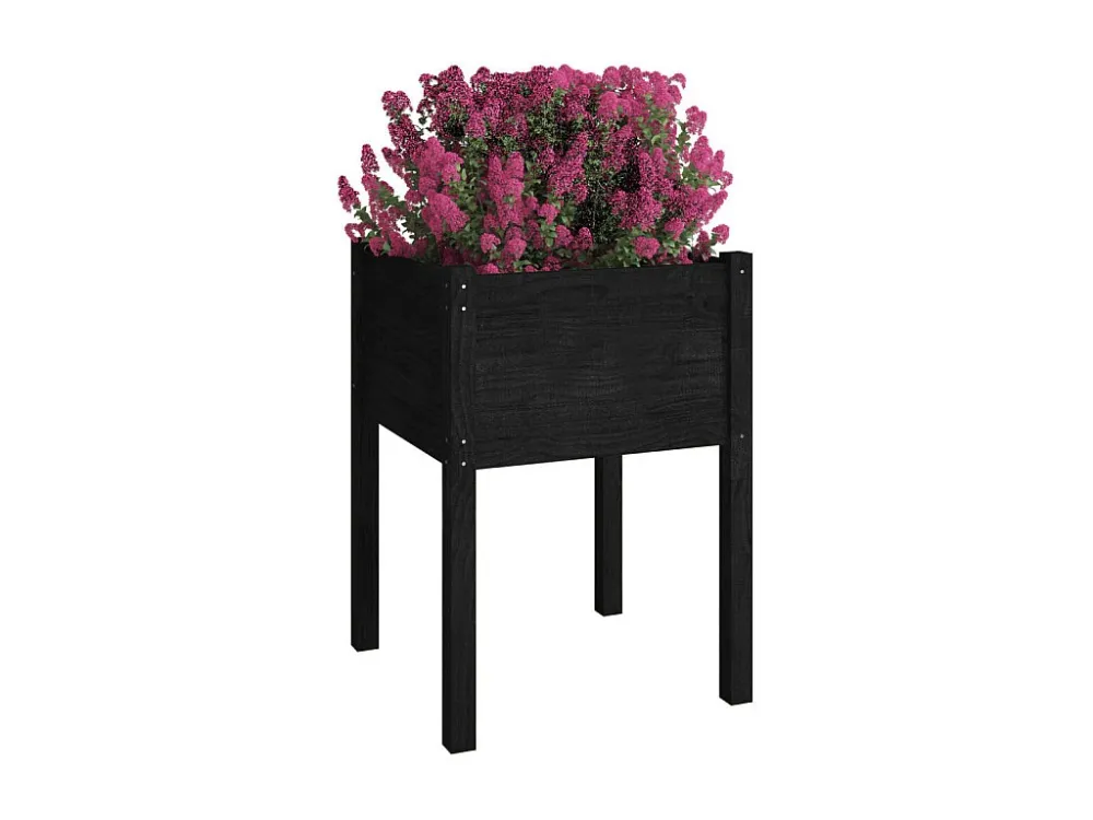 Vaso/floreira de jardim 2 peças 50x50x70 cm pinho maciço preto