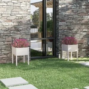 Vaso/floreira de jardim 2 peças 50x50x70 cm pinho maciço branco