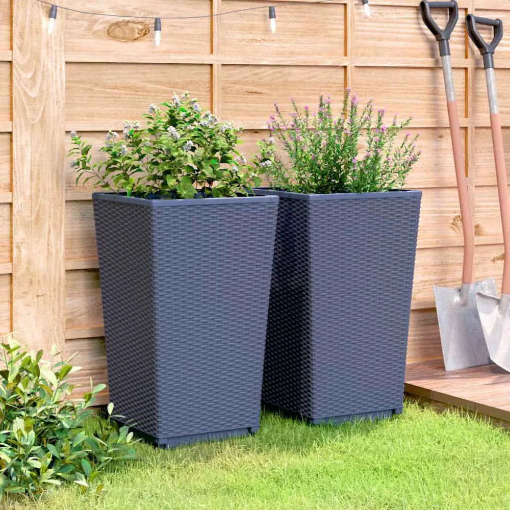 Vasosemfloreiras 2 pcs 32,5x32,5x57 cm PP cinzento