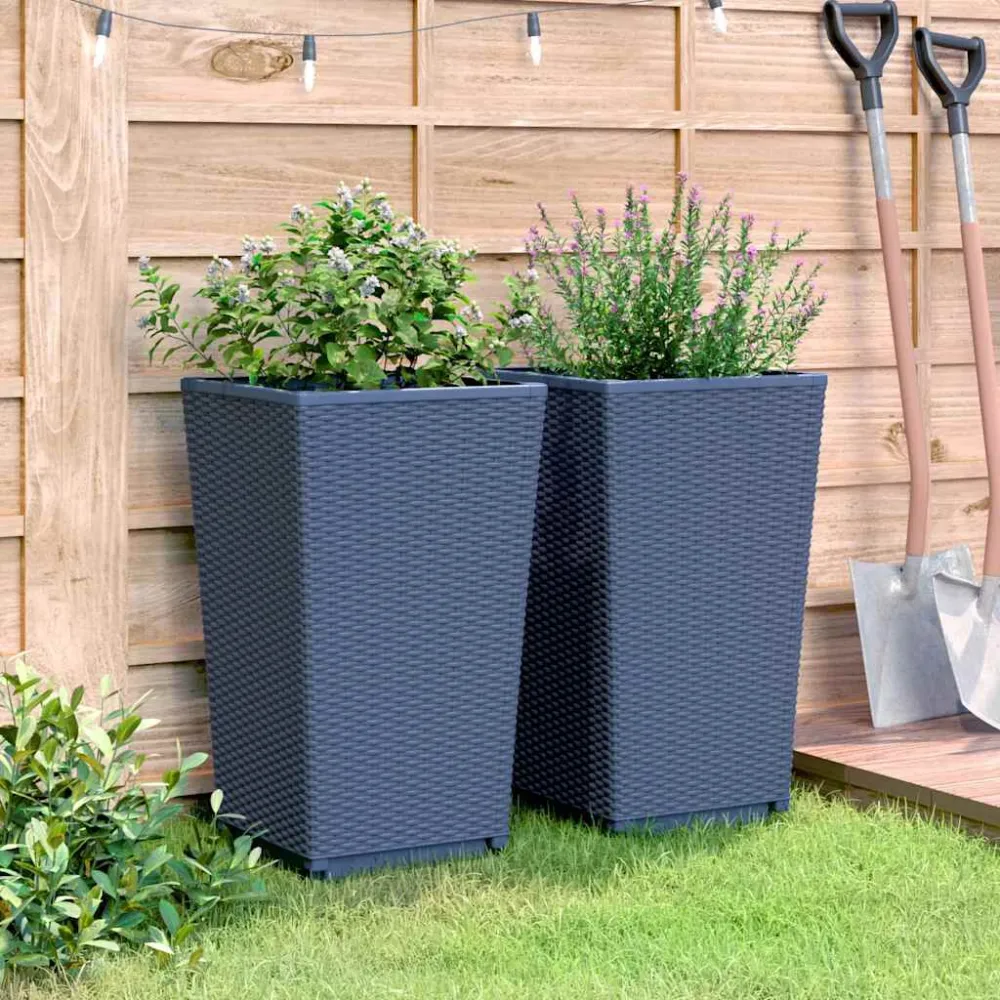 Vasosemfloreiras 2 pcs 32,5x32,5x57 cm PP cinzento