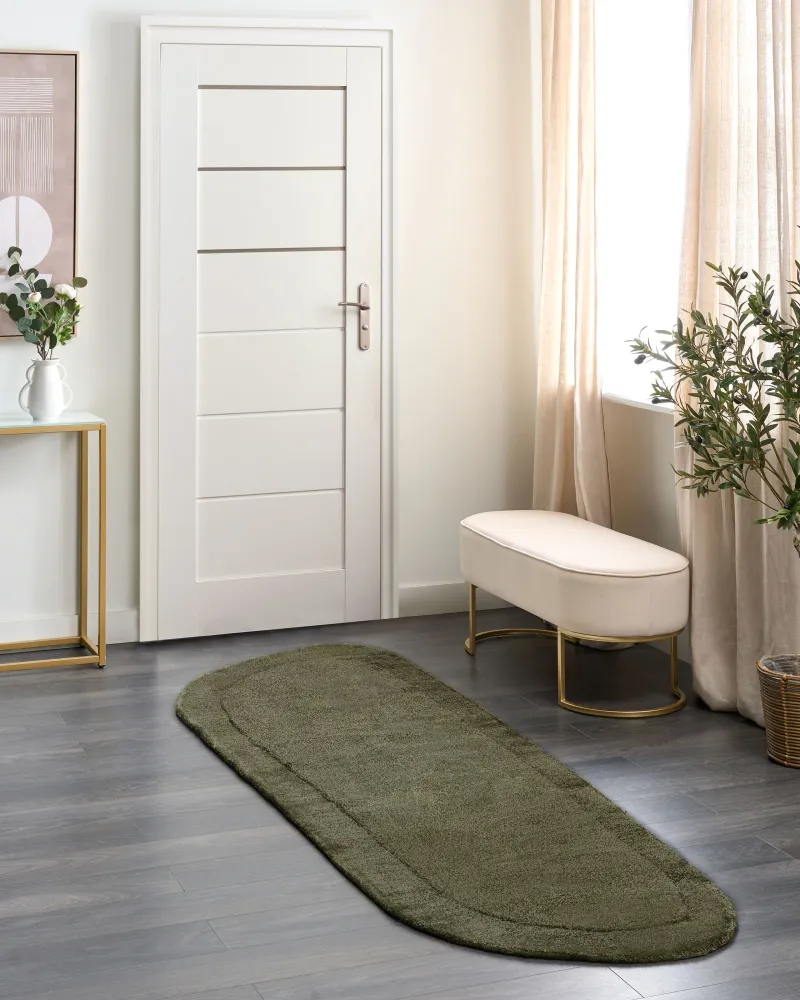 Passadeira Antiderrapante Tapete em viscose verde escura 80 x 250 cm BERANI