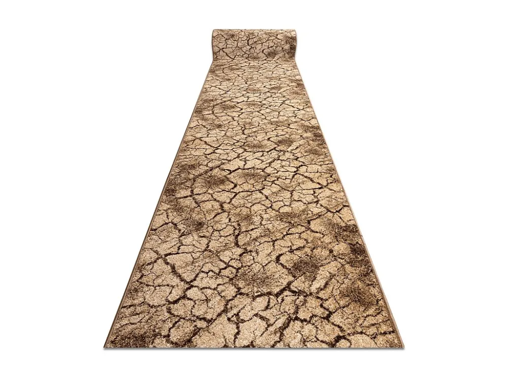 Tapete com Bordado PASSADEIRA KARMEL Terra chão rachado nogueira 80x420 cm