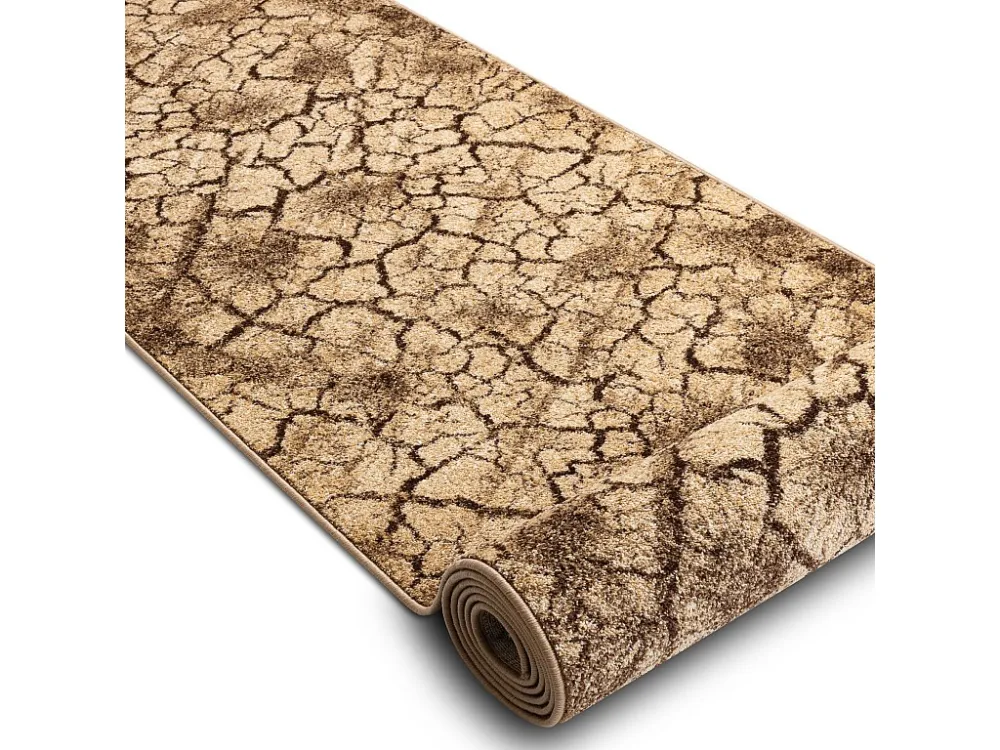 Tapete com Bordado PASSADEIRA KARMEL Terra chão rachado nogueira 80x420 cm