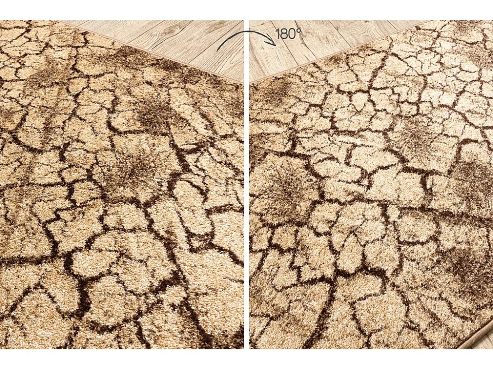 Tapete com Bordado PASSADEIRA KARMEL Terra chão rachado nogueira 80x420 cm