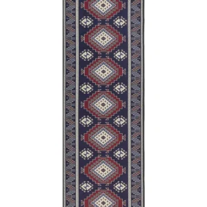 Tapete em tecido azul e vermelho 80 x 240 cm KANGAL Conjunto de 3 Peças