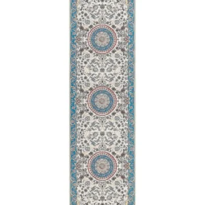 Tapete em tecido creme e azul 80 x 300 cm GORDES Tamanho 160x230 cm