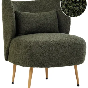 Fecho Magnético Poltrona OTSBY II com almofada Bouclé Verde turvo