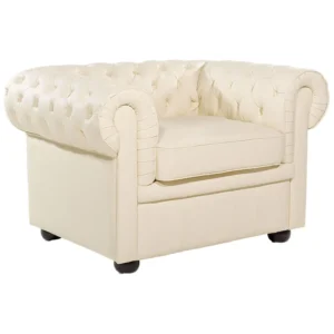 Poltrona CHESTERFIELD Pele Creme Kit com 20 Peças
