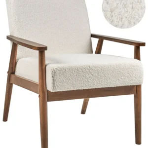 Poltrona ESRUM Bouclé Branco creme | Universal | Ajustável