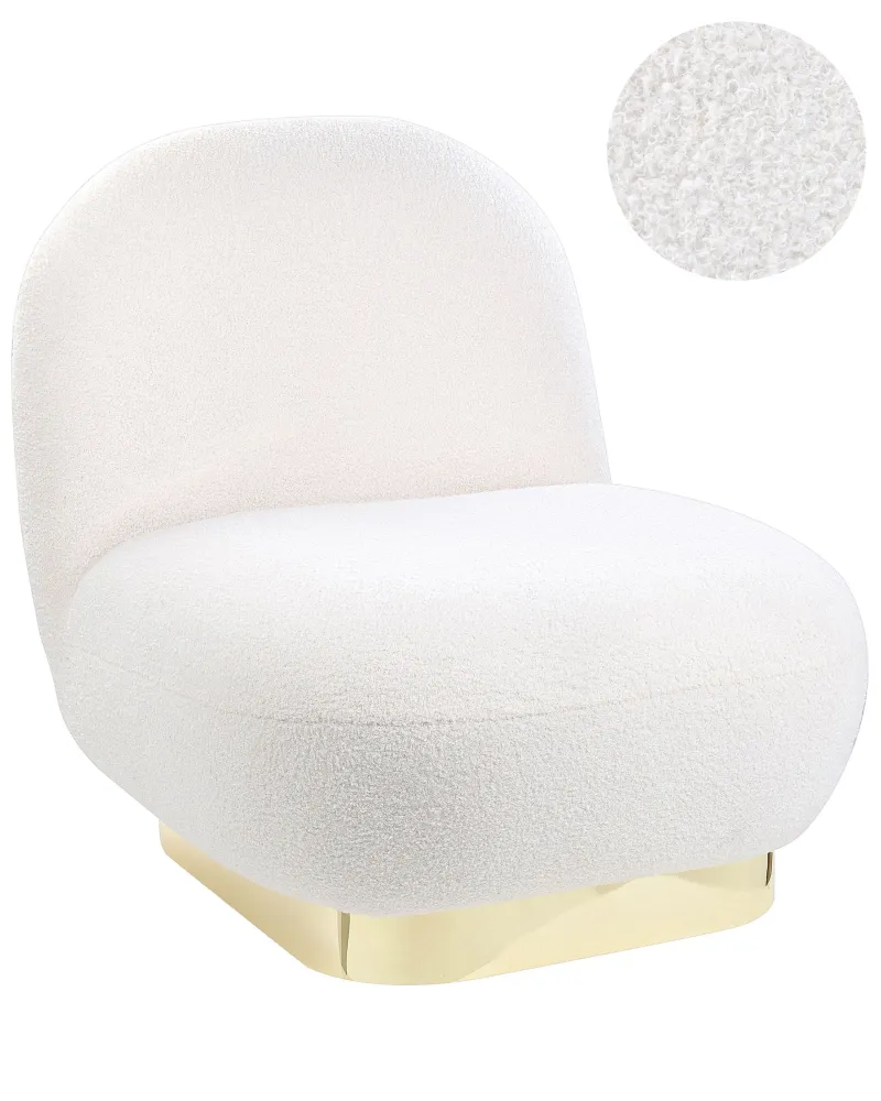 Poltrona LOVIISA Bouclé Branco Fácil Substituição