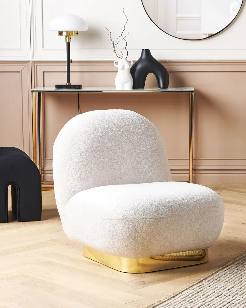 Poltrona LOVIISA Bouclé Branco Fácil Substituição