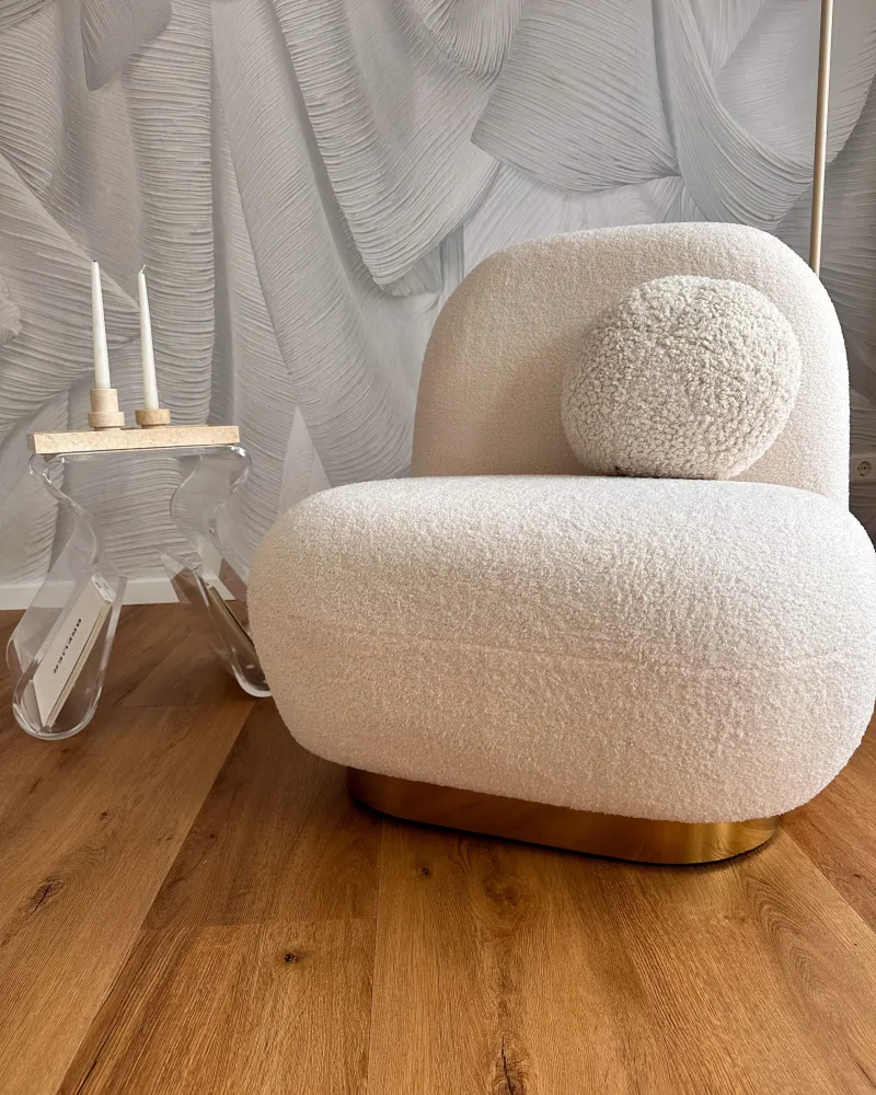 Poltrona LOVIISA Bouclé Branco Fácil Substituição