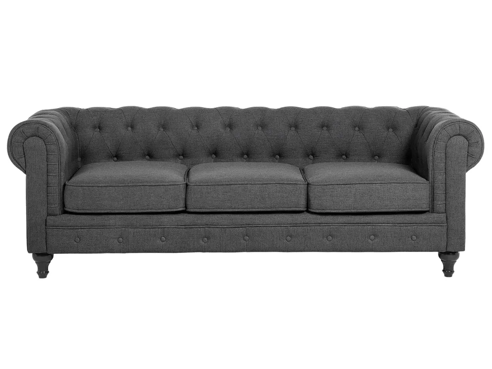 Fabric Living Room Set Grey CHESTERFIELD Kit com 20 Peças