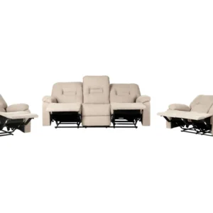 Fabric Manual Recliner Living Room Set Cor creme BERGEN