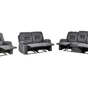 Fabric Manual Recliner Living Room Set Grey BERGEN II