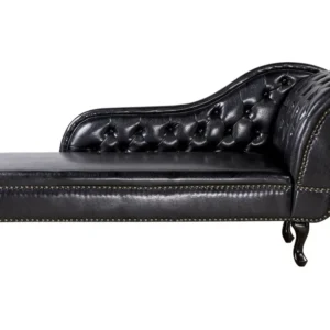 Puxador de Substituição Chaise-longue em pele sintética preta com apoio à direita NIMES