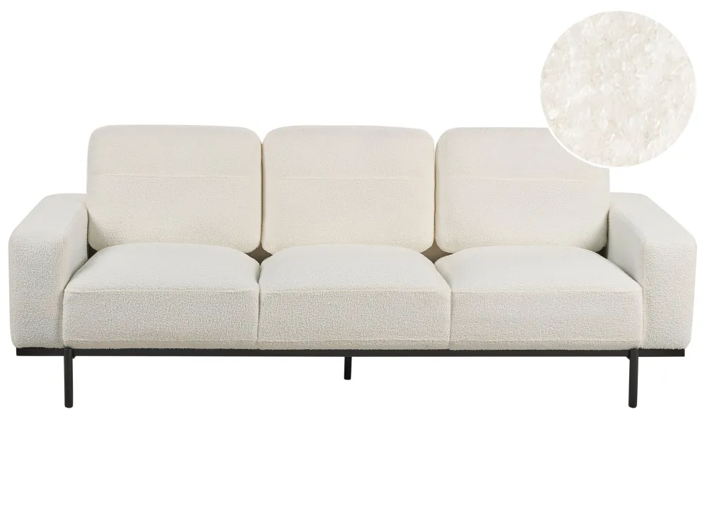 3 Seater Sofa Boucle Pérola SOVIK Material Resistente