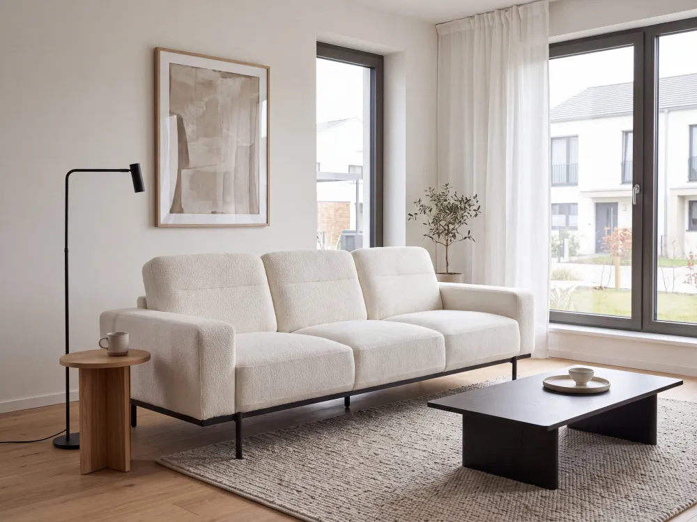 3 Seater Sofa Boucle Pérola SOVIK Material Resistente