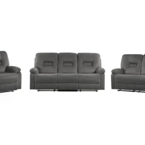 Velvet LED Electric Recliner Living Room Set USB Port Grey BERGEN
