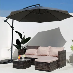 Guarda-chuva do Jardim Cinzento Turvo 3x3 Pólo de ço Decente para o Exterior