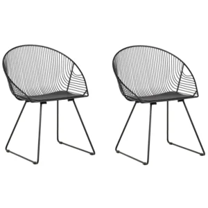 Set 2 Metal Accent Chairs Negro AURORA