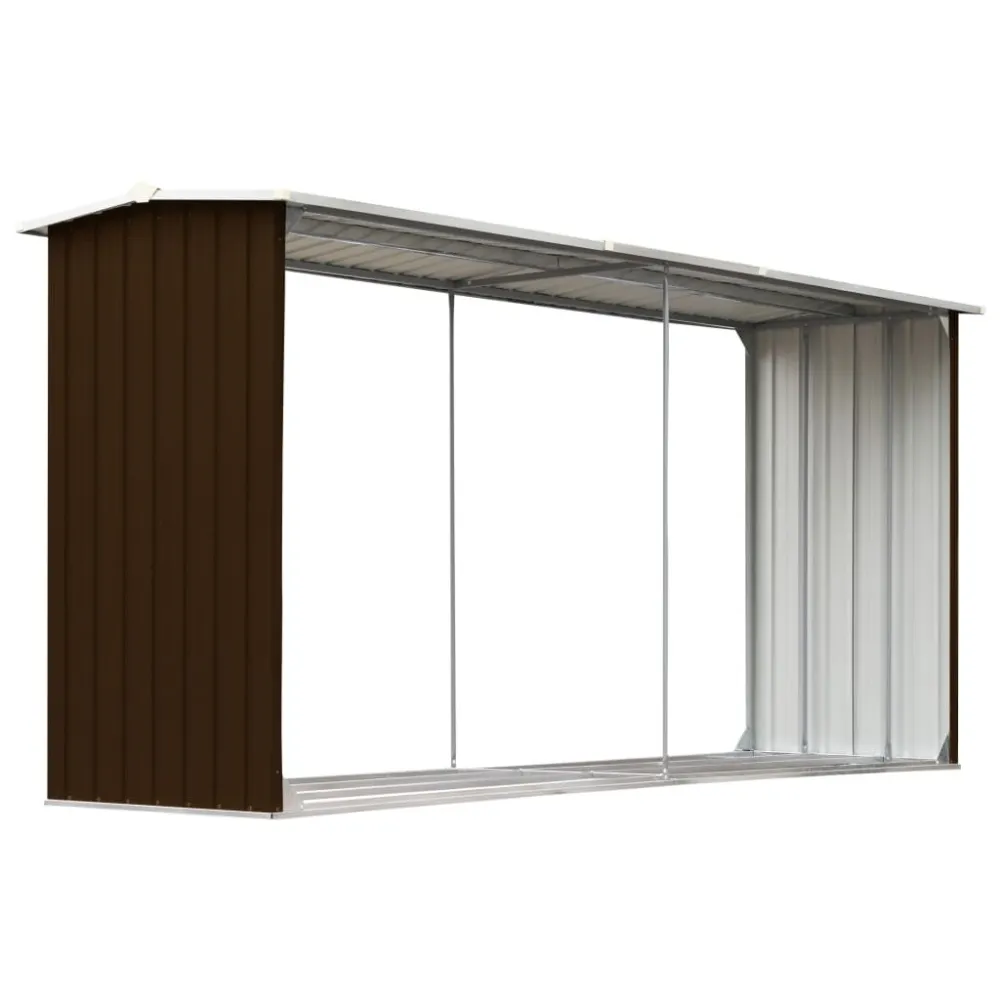 Abrigo jardim para arrumação de troncos ço 330x92x153cm castanho