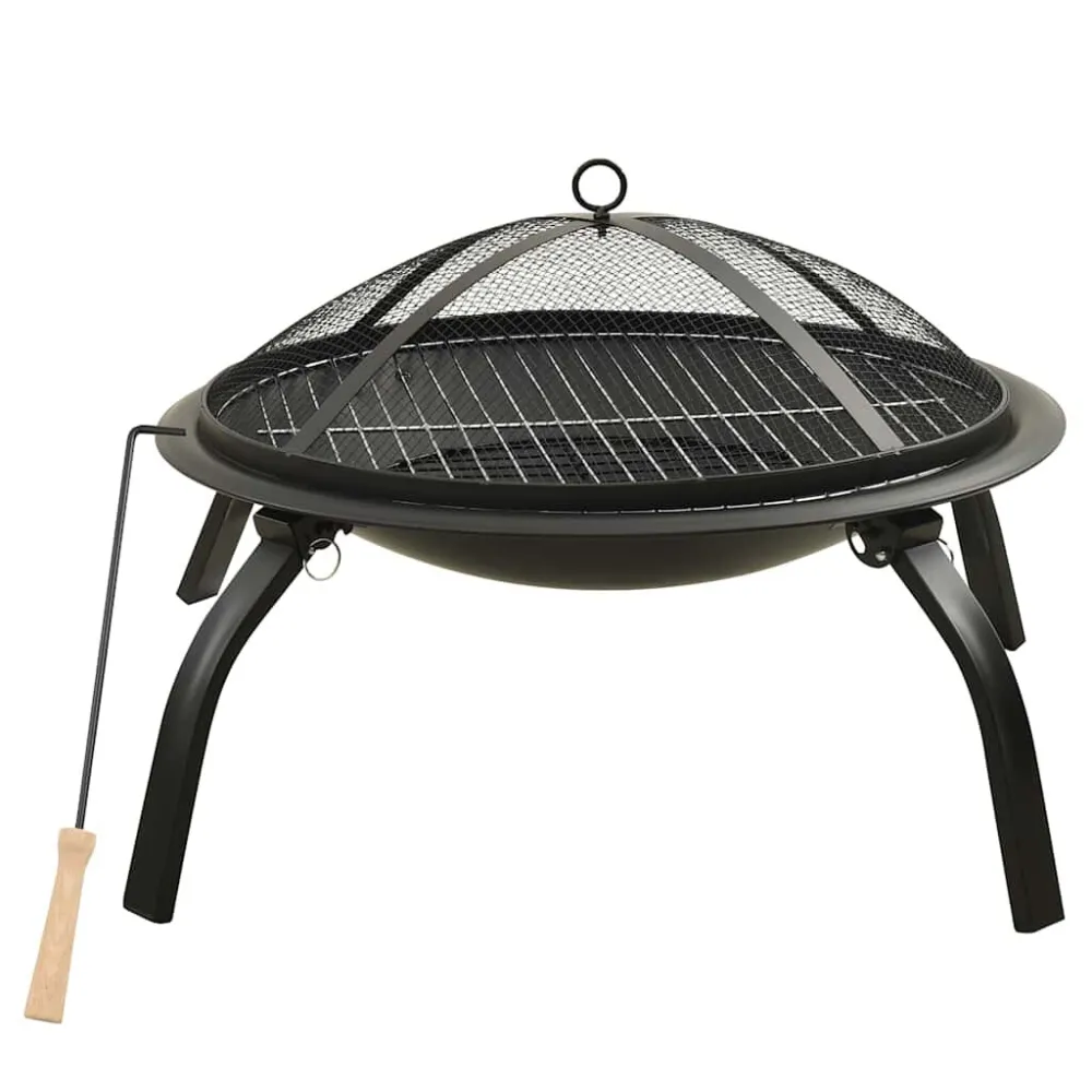 Braseira e barbecue 2-em-1 com atiçador 56x56x49 cm ço