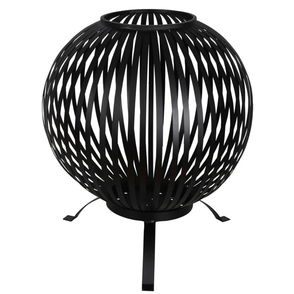 Esschert Design Taç combustão esférica tiras ço carbono preto FF400