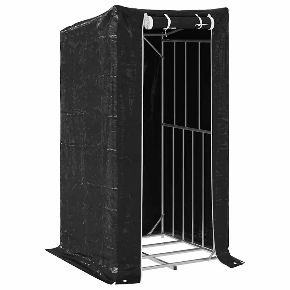 Rack de lenha com tampa de chuva 100x100x200 cm ço galvanizado
