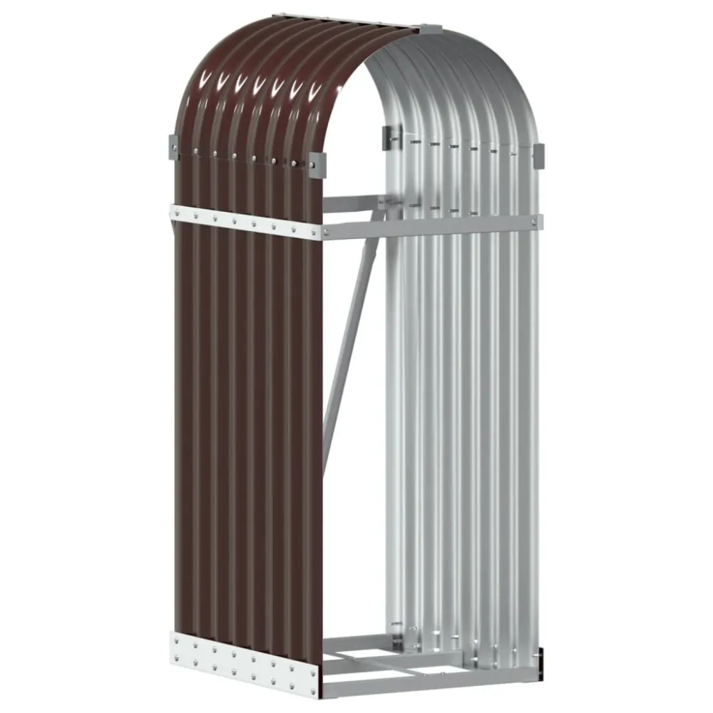 Suporte de lenha 40x45x100 cm ço galvanizado castanho
