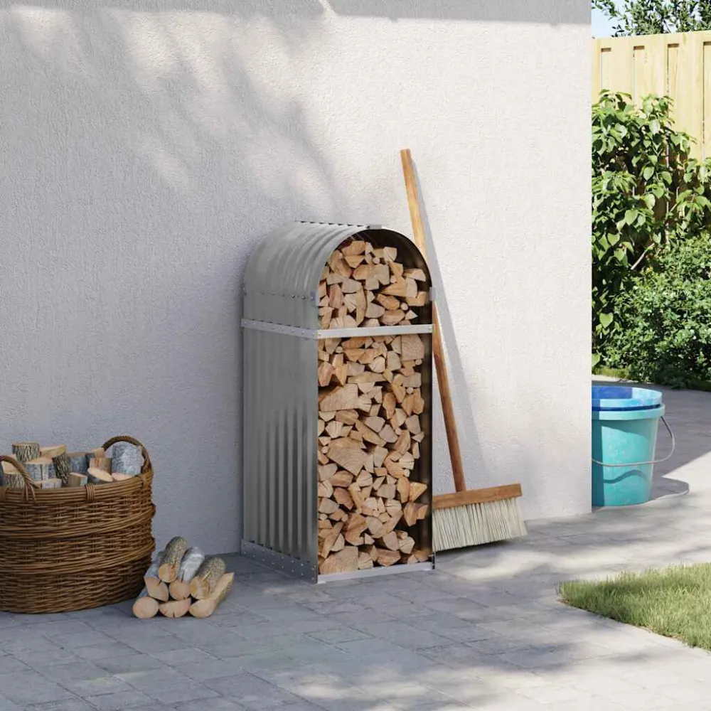 Suporte de lenha 40x45x100 cm ço galvanizado cinza-claro