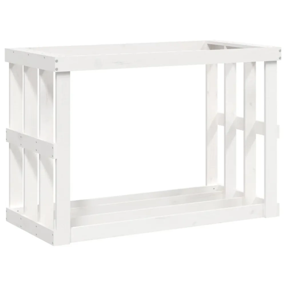 Suporte de lenha para exterior 108x52x74 cm pinho maciço branco