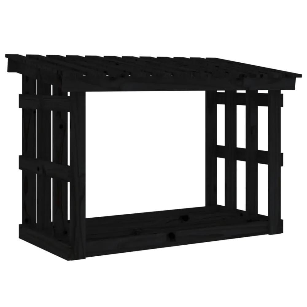 Suporte para lenha 108x64,5x77 cm pinho maciço preto