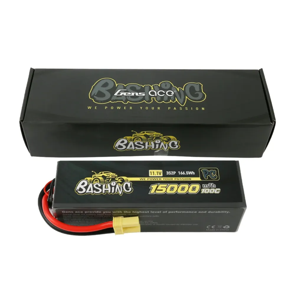 Pacote de bateria Bashing Pro Lipo Gens Ace 15000mah 3S2P 100C 11.1V com plugue EC5 para Arrma