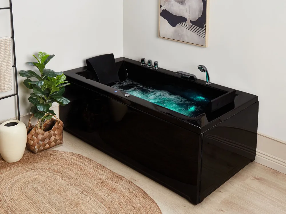 Right Hand Whirlpool Bath LED 1830 x 900 mm Preto VARADERO