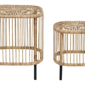 Set 2 Rattan Garden Coffee Tables Genuíno CESENATICO