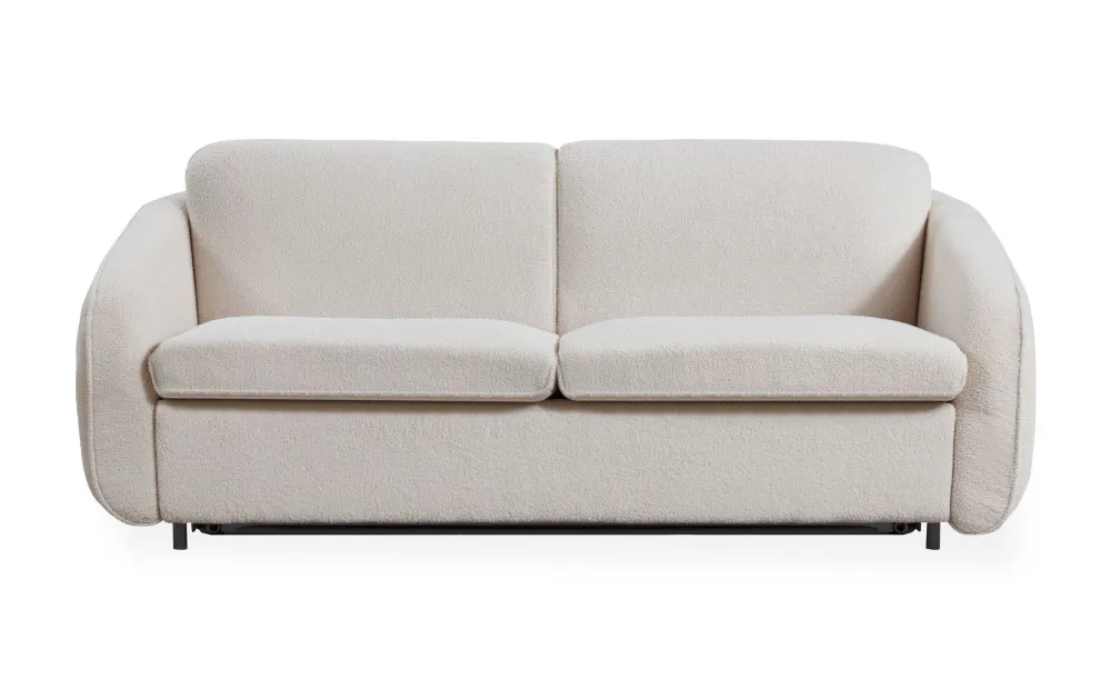 Sofá expresso convertível Naturali Tecido bouclette creme
