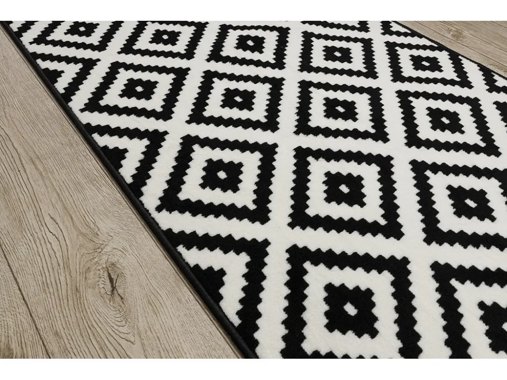 PASSADEIRA BCF MORAD Ruta diamantes preto / creme 70x300 cm